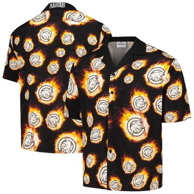 Pleasures Black Chicago Cubs Flame Fireball Button-up Shirt