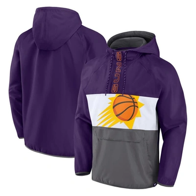 Fanatics Branded  Purple/gray Phoenix Suns Anorak Flagrant Foul Color-block Raglan Hoodie Half-zip J In Purple,gray