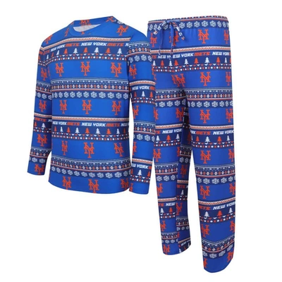 Concepts Sport Men's  Royal New York Mets Knit Ugly Sweater Long Sleeve Top And Pants Set