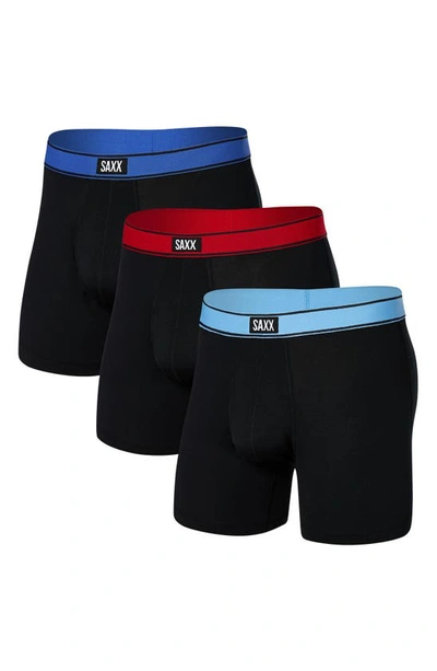 Saxx Daytripper 3-pack Slim Fit Boxer Briefs In Silver Lake/ Cherry/ Blue