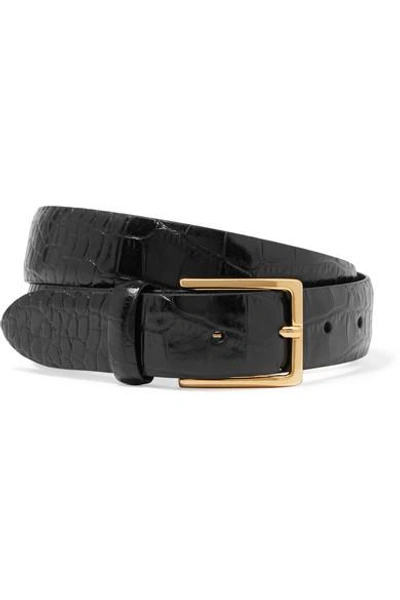 Anderson's Croc-effect Leather Belt In Black