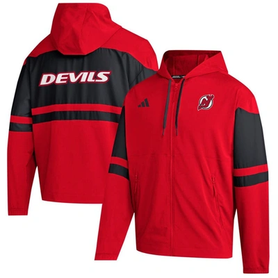 Adidas Originals Adidas  Red New Jersey Devils Full-zip Hoodie