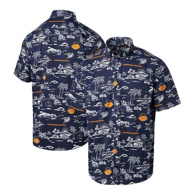 Reyn Spooner Navy Chicago Bears Throwback Kekai Print Button-up Shirt