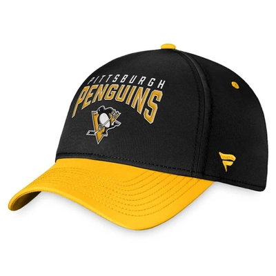 Fanatics Branded Black/gold Pittsburgh Penguins Fundamental 2-tone Flex Hat In Black,gold