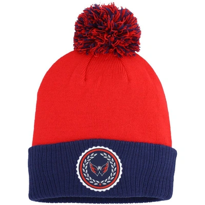 Adidas Originals Adidas Red Washington Capitals Laurel Cuffed Knit Hat With Pom
