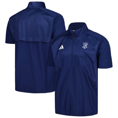Adidas Originals Adidas Navy Rhode Island Rams Sideline Aeroready Raglan Short Sleeve Quarter-zip Jacket