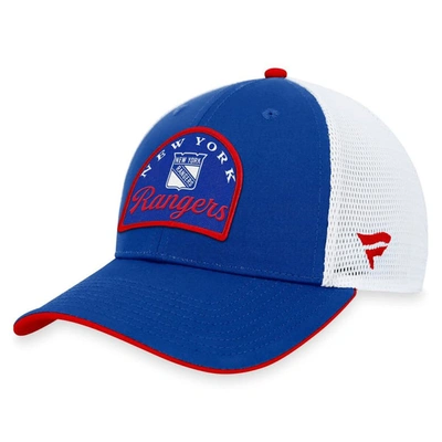 Fanatics Branded Blue/white New York Rangers Fundamental Adjustable Hat In Blue,white