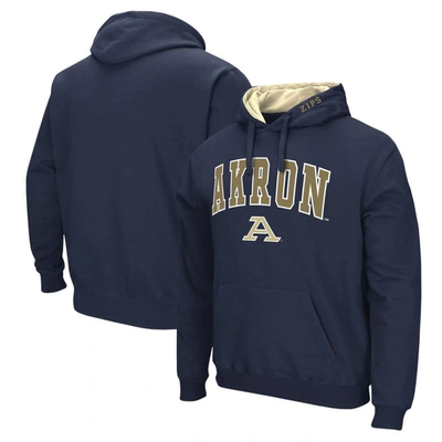 Colosseum Navy Akron Zips Arch & Logo Pullover Hoodie