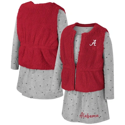 Colosseum Kids' Girls Toddler  Crimson Alabama Crimson Tide Meowing Vest & Dress Set