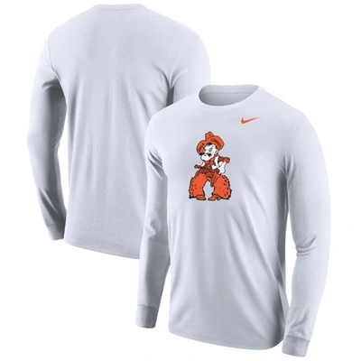 Nike White Oklahoma State Cowboys Fuzzy Chaps Long Sleeve T-shirt