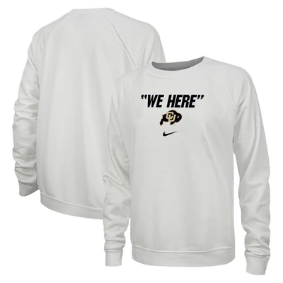 Nike White Colourado Buffaloes We Here Varsity Raglan Pullover Sweatshirt