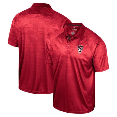 Colosseum Red Nc State Wolfpack Honeycomb Raglan Polo