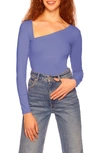 Susana Monaco Diagonal Neck Long Sleeve Top In Orchid