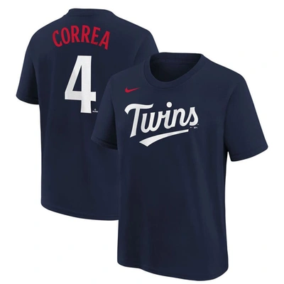 Nike Kids' Youth  Carlos Correa Navy Minnesota Twins Player Name & Number T-shirt