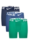 Nike Kids' Essential Dri-fit Micro Assorted 3-pack Boxer Briefs In Malachite