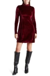 Abound Long Sleeve Velour Trapeze Dress In Burgundy Royale