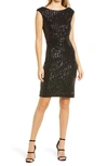 Vince Camuto Sequin Sleeveless Body-con Sheath Dress In Black
