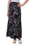 Ming Wang Floral Jacquard Maxi Skirt In Black/ White
