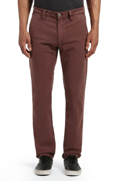 Mavi Jeans Zach Straight Leg Twill Trousers In Mahogany Luxe Twill