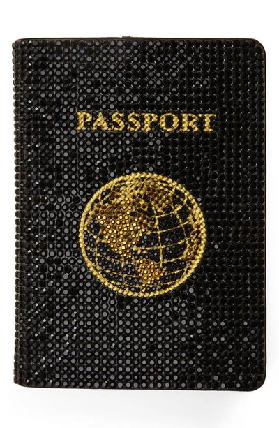 Judith Leiber Traveler Crystal Beaded Passport Holder In Jet