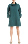 Max Studio Long Sleeve Waffle Knit Shift Dress In Teal