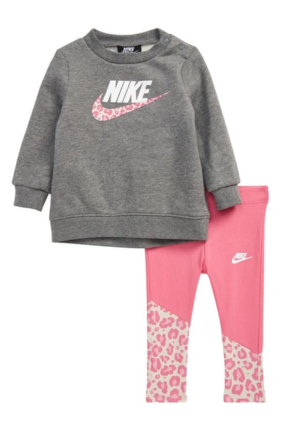 Nike Fleece Sweatshirt & Leggings Set In Aa7-pinksicle
