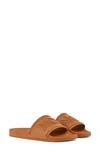 Mcm Logo Slide Sandal In Cognac