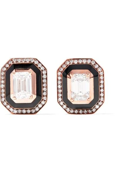 Selim Mouzannar Mina 18-karat Rose Gold, Enamel And Diamond Earrings