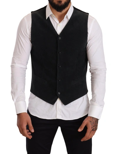 Dolce & Gabbana Elegant Black Cotton Formal Dress Men's Vest