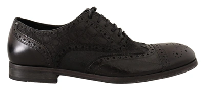 Dolce & Gabbana Exotic Leather Brogue Derby Dress Men's Shoes In Black