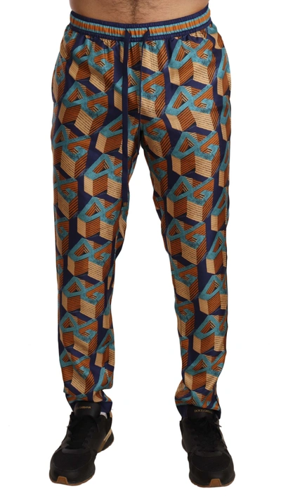 Dolce & Gabbana Elegant Silk Jogger Pants With Vibrant Men's Print In Multicolor