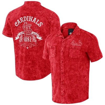 Darius Rucker Collection By Fanatics Red St. Louis Cardinals Denim Team Color Button-up Shirt