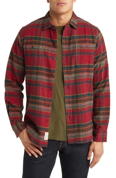 Schott Two-pocket Flannel Long Sleeve Button-up Shirt In Scarlet