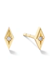 Cast Diamond Star Stud Earrings In 14k Yellow Gold