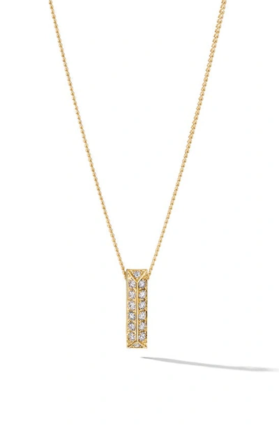 Cast Iced Blade Diamond Pendant Necklace In 14k Yellow Gold