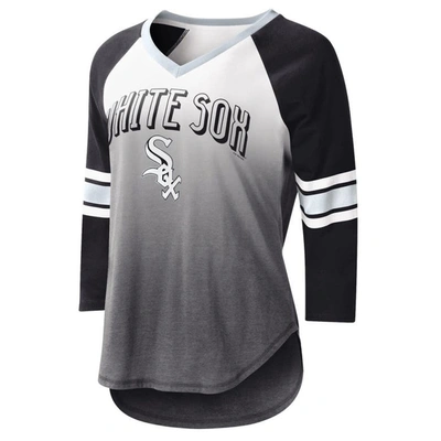 G-iii 4her By Carl Banks Women's  White, Black Chicago White Sox Lead-off Raglan 3/4-sleeve V-neck T- In White,black