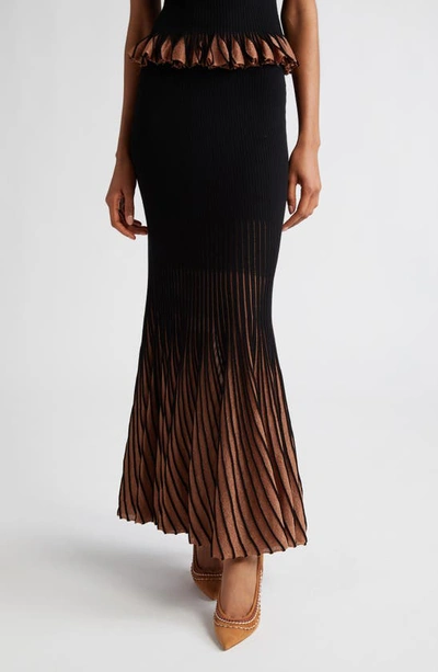 Ulla Johnson Emilia Pleated Ombré Maxi Sweater Skirt In Black