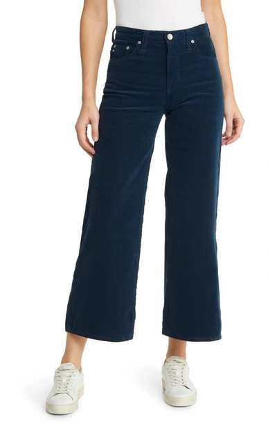 Ag Saige High Waist Crop Wide Leg Velvet Pants In Atlantic Night