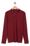 Robert Barakett Georgia Long Sleeve Zip Polo In Warm Crimson