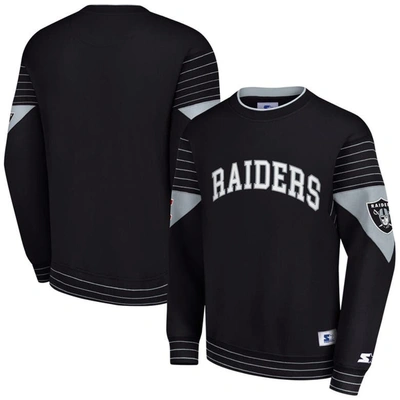 Starter Black Las Vegas Raiders Face-off Pullover Sweatshirt