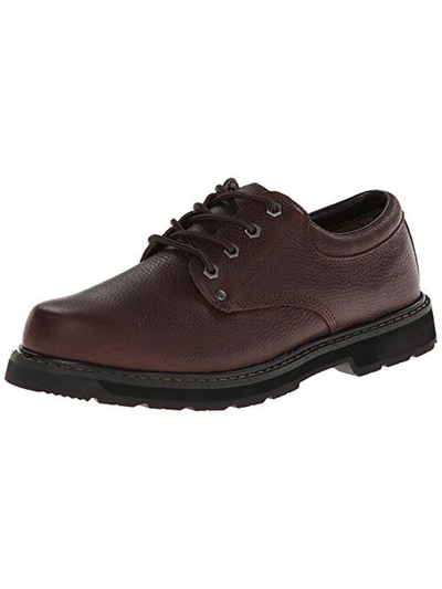 Dr. Scholl's Shoes Harrington Mens Leather Slip Resistant Oxfords In Brown