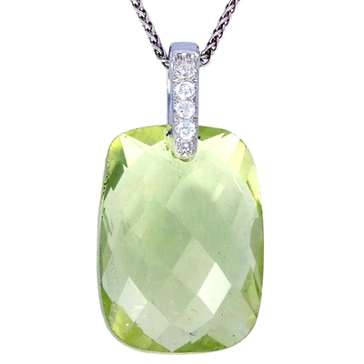 Vir Jewels 13 Cttw Pendant Necklace, Lemon Quartz Pendant Necklace For Women In .925 Sterling Silver With 18 In In Green