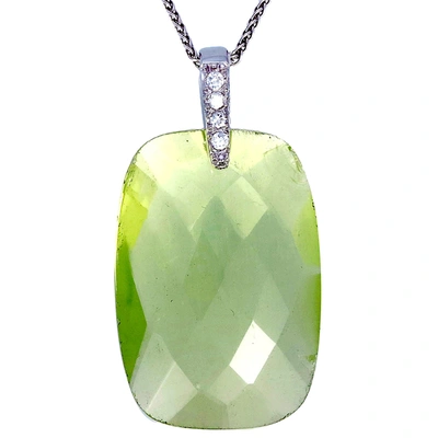 Vir Jewels 17 Cttw Pendant Necklace, Lemon Quartz Emerald Shape Pendant Necklace For Women In .925 Sterling Sil In Green