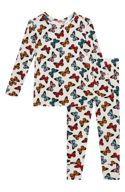 Posh Peanut Girls' Larisa Butterfly Print Pajamas - Baby, Little Kid In Open Beige