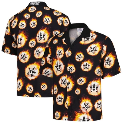 Pleasures Black Houston Astros Flame Fireball Button-up Shirt