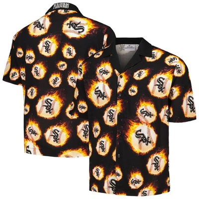 Pleasures Black Chicago White Sox Flame Fireball Button-up Shirt