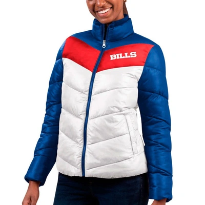 G-iii 4her By Carl Banks Women's  White, Royal Buffalo Bills New Star Quilted Full-zip Jacket In White,royal