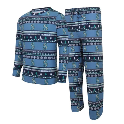 Concepts Sport Men's  Navy Seattle Mariners Knit Ugly Sweater Long Sleeve Top And Pants Set