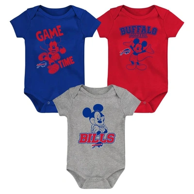 Outerstuff Baby Boys And Girls Royal, Red, Gray New York Giants Three-piece Disney Game Time Bodysuit Set In Royal,red