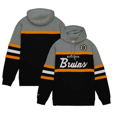 Mitchell & Ness Men's  Black, Gray Boston Bruins Head Coach Pullover Hoodie In Black,gray